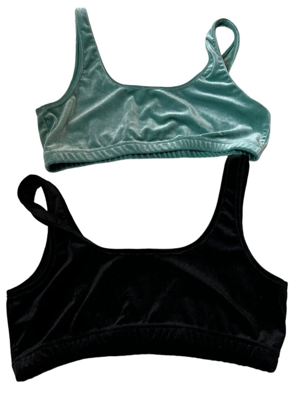 Tank top crop tops velour black green juniors large bundle of 2